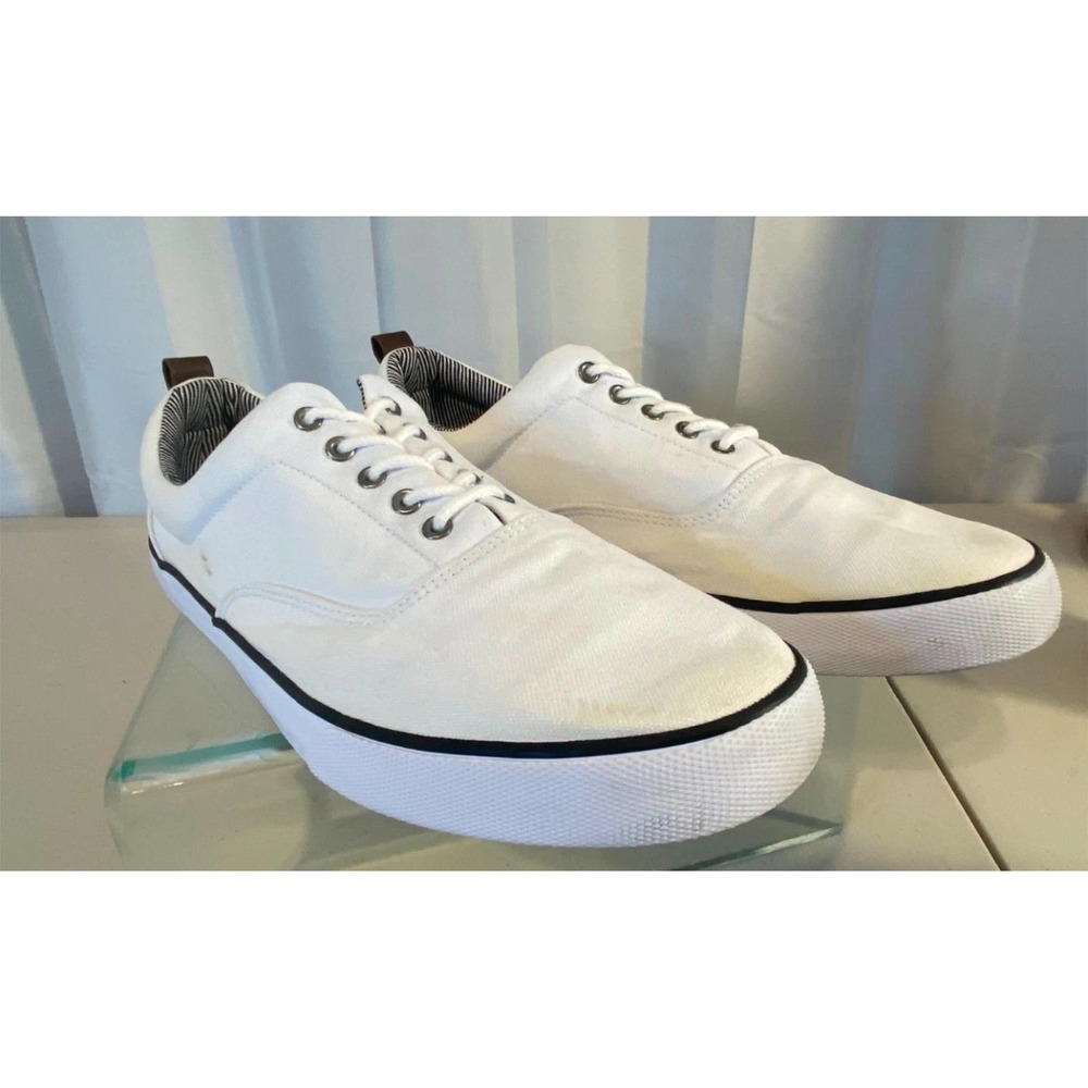 Goodfellow & Co Mens White Canvas Low Top Sneakers Size 13 Lace Up Casual Shoes